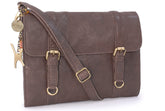 Catwalk Collection Handbags - Womens Medium Leather Cross Body Bag/Shoulder Bag with Long Adjustable Strap - AMY - Brown